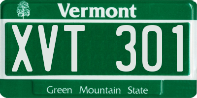 VT license plate XVT301