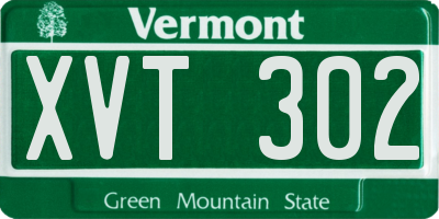 VT license plate XVT302