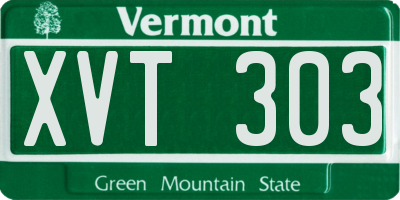 VT license plate XVT303