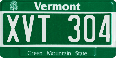 VT license plate XVT304