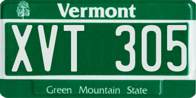 VT license plate XVT305