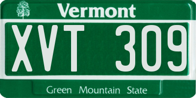 VT license plate XVT309