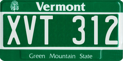 VT license plate XVT312