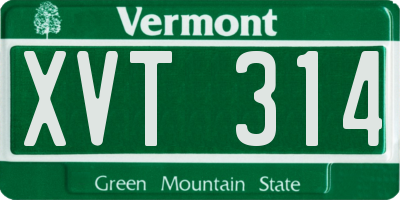 VT license plate XVT314