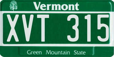 VT license plate XVT315