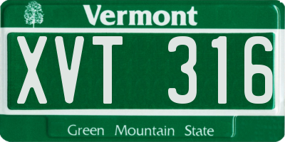 VT license plate XVT316