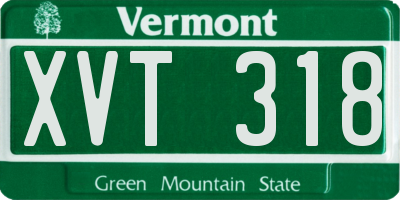 VT license plate XVT318