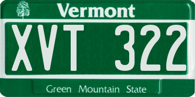 VT license plate XVT322