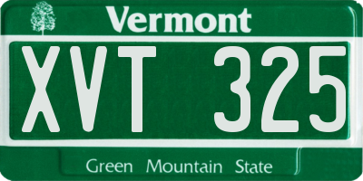 VT license plate XVT325