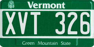 VT license plate XVT326