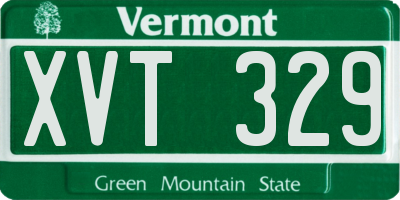 VT license plate XVT329