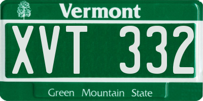 VT license plate XVT332