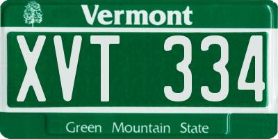 VT license plate XVT334