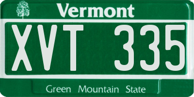 VT license plate XVT335