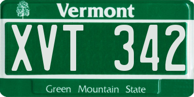 VT license plate XVT342