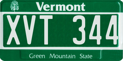 VT license plate XVT344