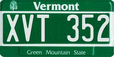 VT license plate XVT352