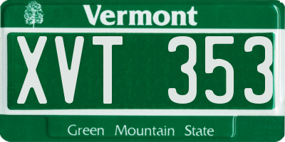 VT license plate XVT353