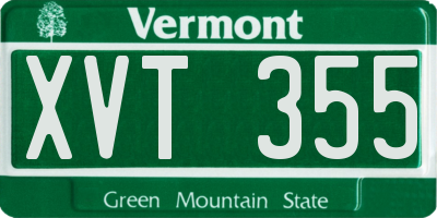 VT license plate XVT355