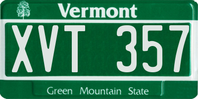 VT license plate XVT357