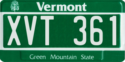 VT license plate XVT361