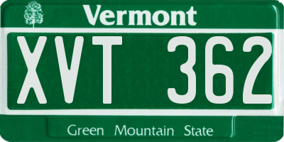 VT license plate XVT362