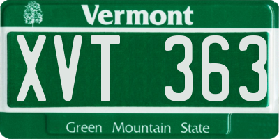 VT license plate XVT363