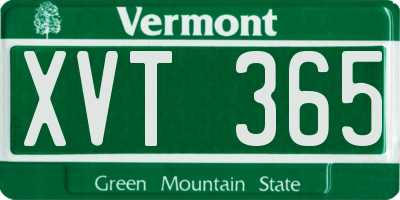 VT license plate XVT365