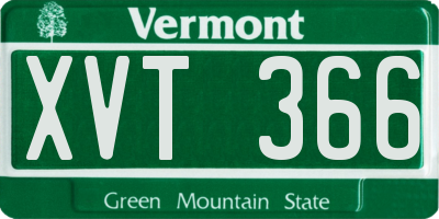 VT license plate XVT366