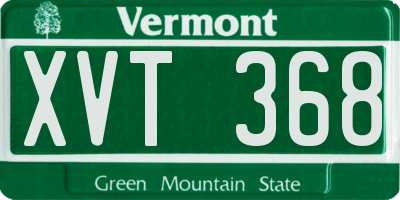 VT license plate XVT368