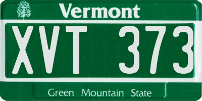 VT license plate XVT373