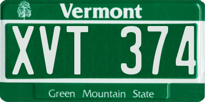VT license plate XVT374