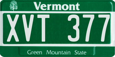 VT license plate XVT377