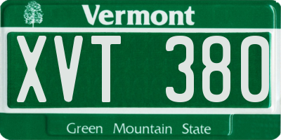 VT license plate XVT380