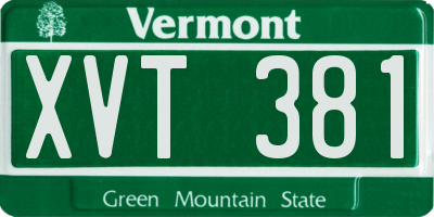 VT license plate XVT381