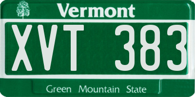 VT license plate XVT383