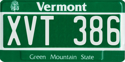VT license plate XVT386