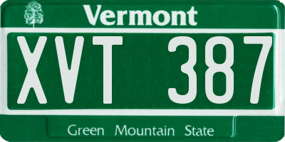 VT license plate XVT387