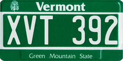 VT license plate XVT392