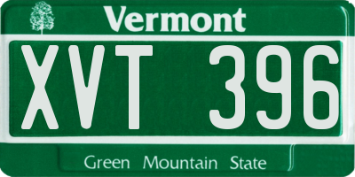 VT license plate XVT396