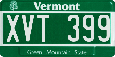 VT license plate XVT399