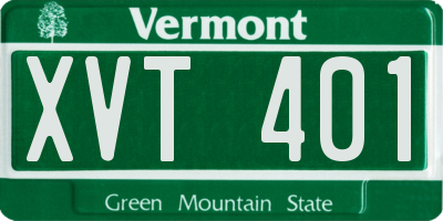 VT license plate XVT401