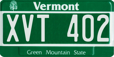VT license plate XVT402