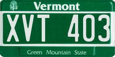 VT license plate XVT403