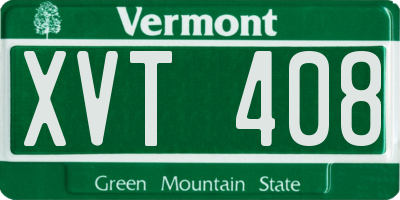 VT license plate XVT408