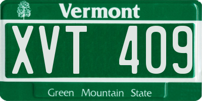 VT license plate XVT409