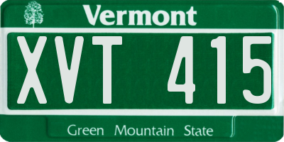 VT license plate XVT415