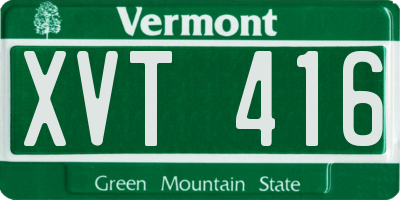 VT license plate XVT416