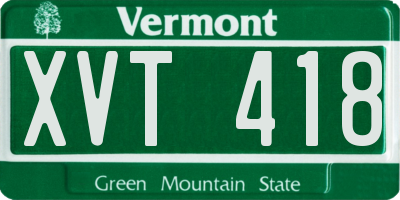 VT license plate XVT418