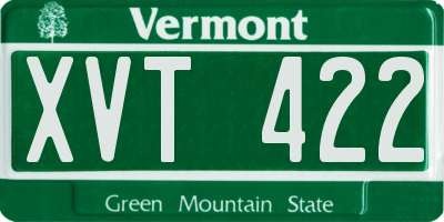 VT license plate XVT422